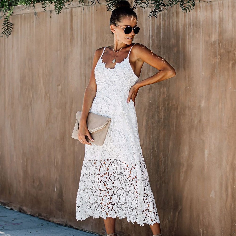 VICI White Lace Midi Dress NWT